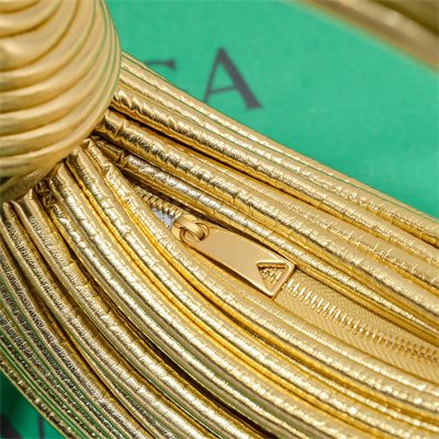 BV Mini Tubular Double Knot Bag In Lambskin Leather Gold Color