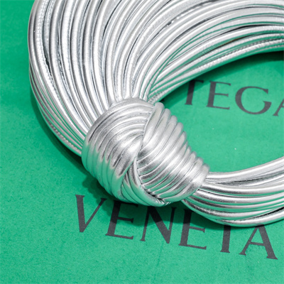 BV Mini Tubular Double Knot Bag In Lambskin Leather Silver Color