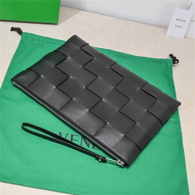 BV Cassette Zipper Pouch In Lambskin Leather Black Color 80-8