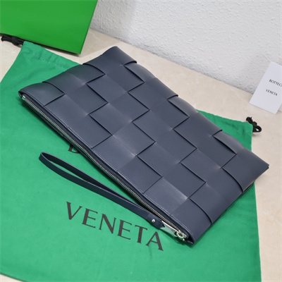 BV Cassette Zipper Pouch In Lambskin Leather Navy Color 80-8