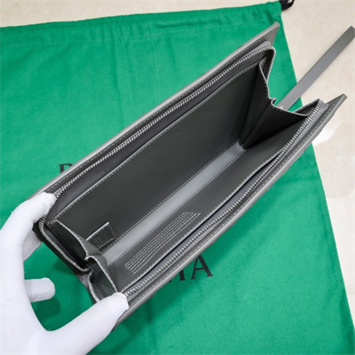 BV Small Intercciato Document Case With Wristlet In Lambskin Leather Thunder Color 80-9