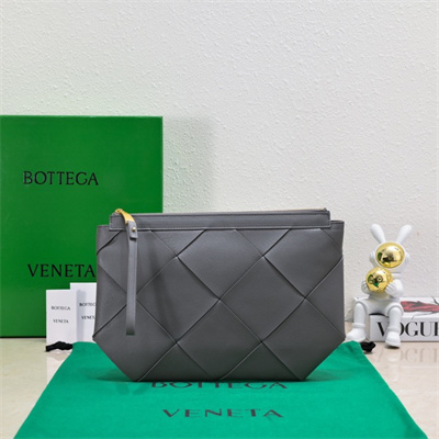 BV Zippy Pouch In Lambskin Leather Grey Color 6689
