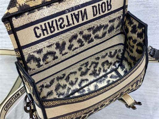 CD Small Camp Bag Beige and Black Mizza Embroidered