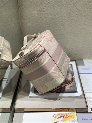 CD TRAVEL VANITY CASE Toile de Jouy Embroidery Pink