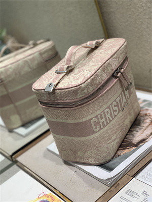 CD TRAVEL VANITY CASE Toile de Jouy Embroidery Pink