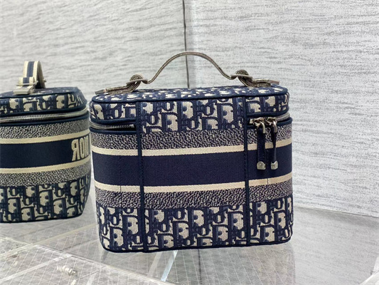 cd travel vanity case D*or oblique jacquard blue