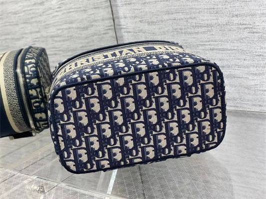 cd travel vanity case D*or oblique jacquard blue