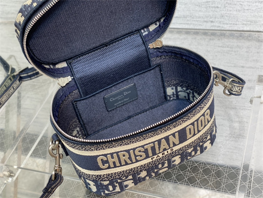 cd small travel vanity case D*or oblique jacquard blue