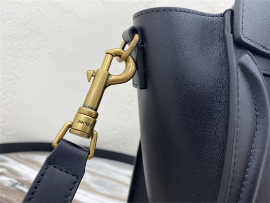 Ce**e nano luggage bag in black smooth calfskin gold tone metal