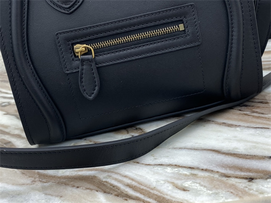 Ce**e nano luggage bag in black smooth calfskin gold tone metal