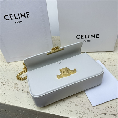 Ce**e chain shoulder bag cuir triomphe in shiny calfskin white