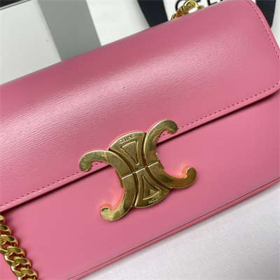 Ce**e chain shoulder bag cuir triomphe in shiny calfskin pink