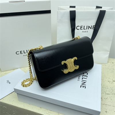 Ce**e chain shoulder bag cuir triomphe in shiny calfskin black