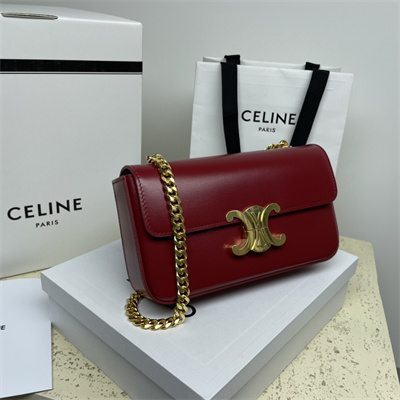 Ce**e chain shoulder bag cuir triomphe in shiny calfskin bordeaux