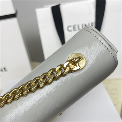 Ce**e chain shoulder bag cuir triomphe in shiny calfskin light grey
