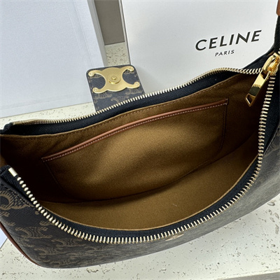 Ce**e medium ava triomphe bag in triomphe canvas and calfskin tan