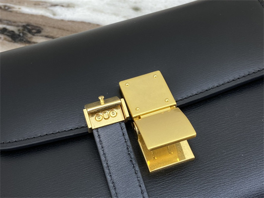 Ce**e teen classic box bag in black box calfskin leather