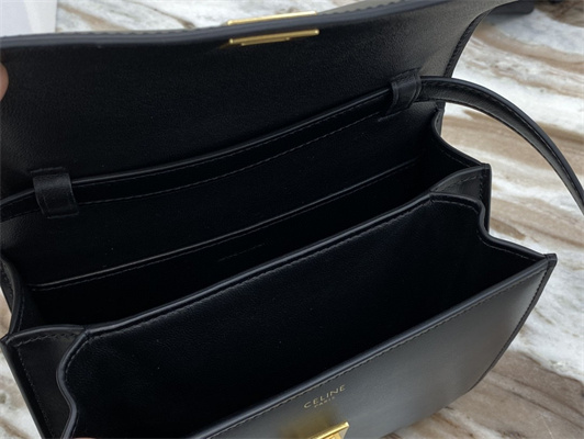 Ce**e teen classic box bag in black box calfskin leather