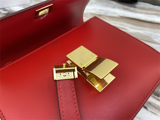 Ce**e teen classic box bag in red box calfskin leather