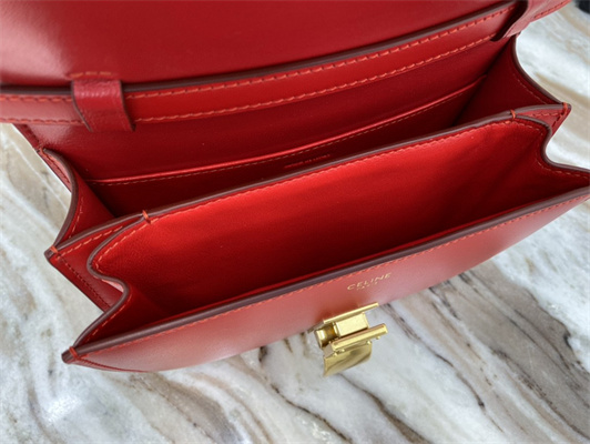Ce**e teen classic box bag in red box calfskin leather