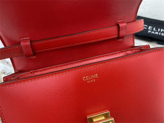 Ce**e teen classic box bag in red box calfskin leather