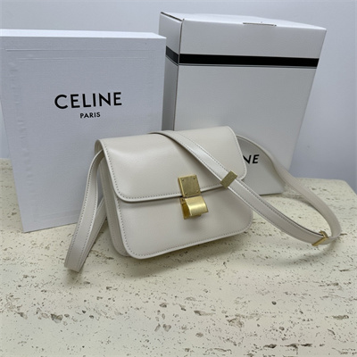 Ce**e teen classic box bag in chalk box calfskin leather