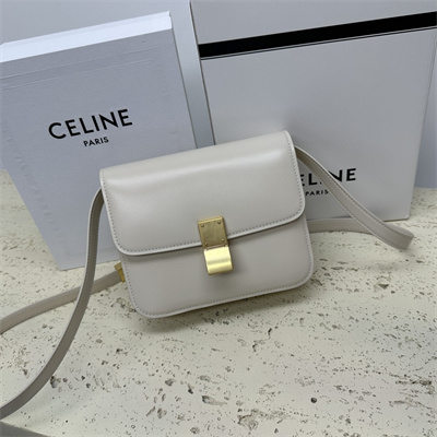 Ce**e teen classic box bag in chalk box calfskin leather