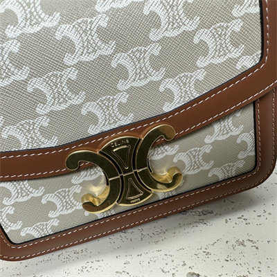 Ce**e classique triomphe bag in triomphe canvas and calfskin white
