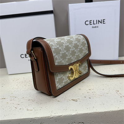Ce**e classique triomphe bag in triomphe canvas and calfskin white