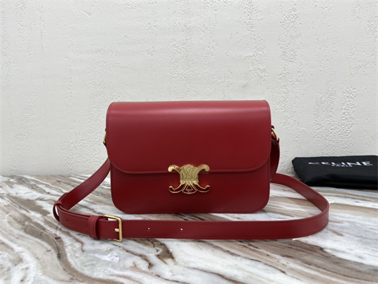 Ce**e classique triomphe bag in shiny calfskin red color