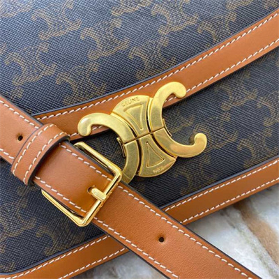 Ce**e classique triomphe bag in triomphe canvas and calfskin tan