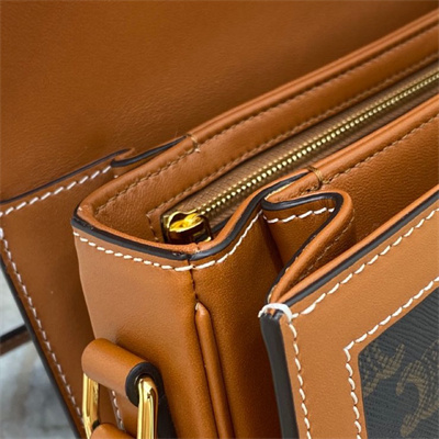 Ce**e classique triomphe bag in triomphe canvas and calfskin tan