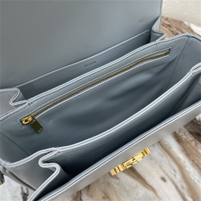 Ce**e classique triomphe bag in shiny calfskin blue color