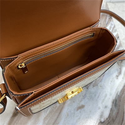 Ce**e teen triomphe bag in triomphe canvas and calfskin white