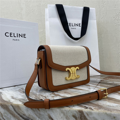 Ce**e teen triomphe bag in textile and calfskin nature/tan