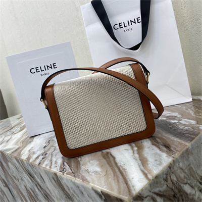Ce**e teen triomphe bag in textile and calfskin nature/tan