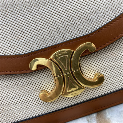 Ce**e teen triomphe bag in textile and calfskin nature/tan