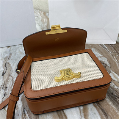 Ce**e teen triomphe bag in textile and calfskin nature/tan