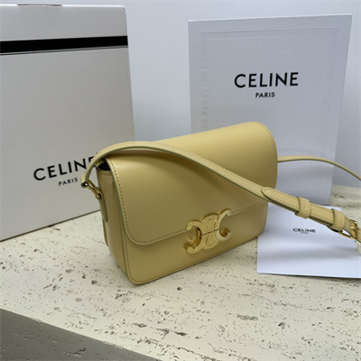 Ce**e teen triomphe bag in shiny calfskin pollen color