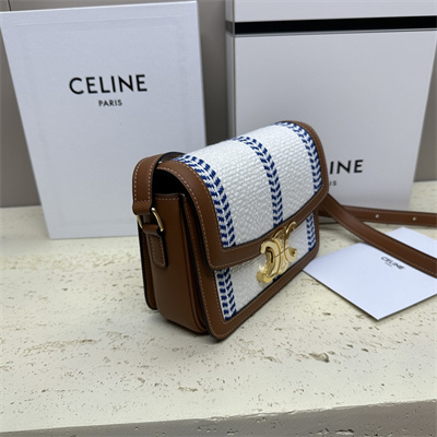 Ce**e teen triomphe bag in textile and calfskin white blue/tan