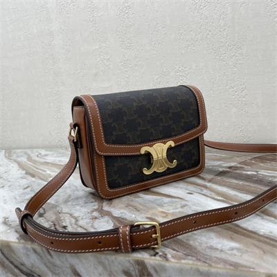 Ce**e teen triomphe bag in triomphe canvas and calfskin tan