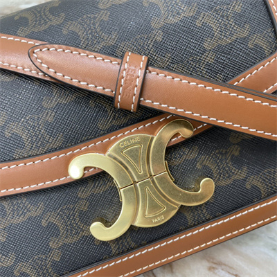 Ce**e teen triomphe bag in triomphe canvas and calfskin tan