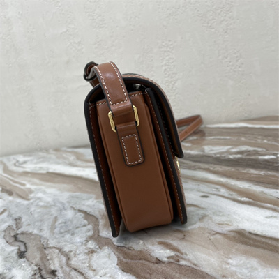 Ce**e teen triomphe bag in triomphe canvas and calfskin tan