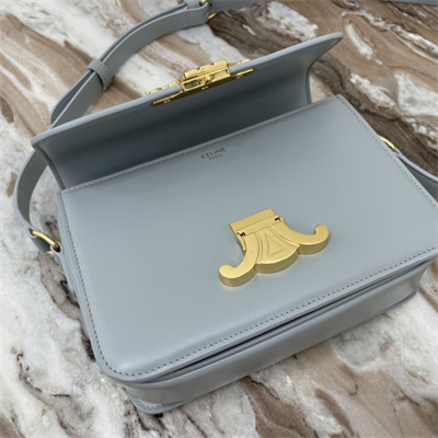 Ce**e teen triomphe bag in shiny calfskin blue color