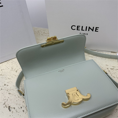 Ce**e teen triomphe bag in shiny calfskin pale green color