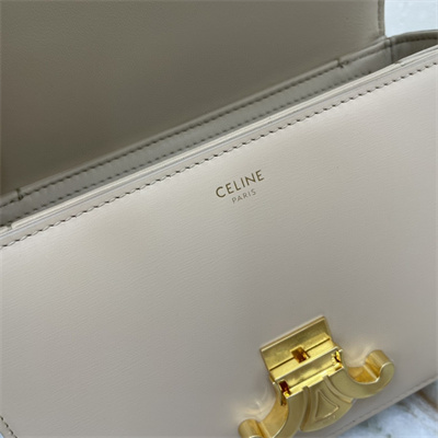 Ce**e teen triomphe bag in shiny calfskin light beige color