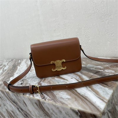 Ce**e teen triomphe bag in shiny calfskin brown color