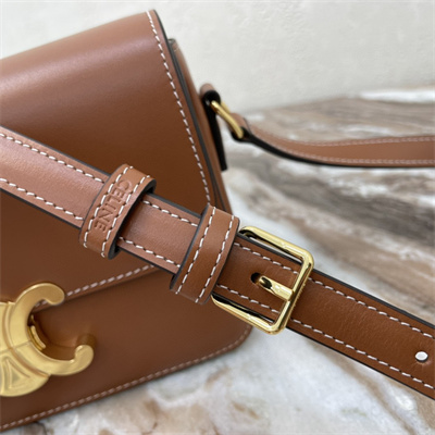 Ce**e teen triomphe bag in shiny calfskin brown color