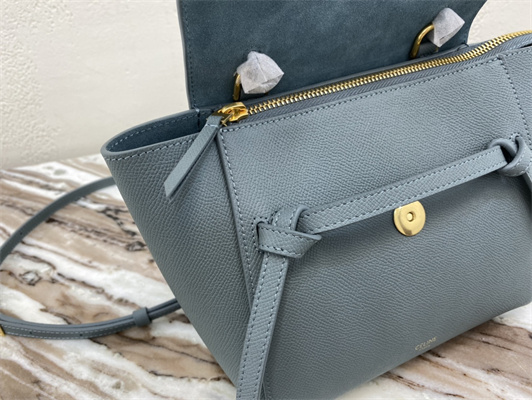 Ce**e nano belt bag in dusty  blue grained calfskin