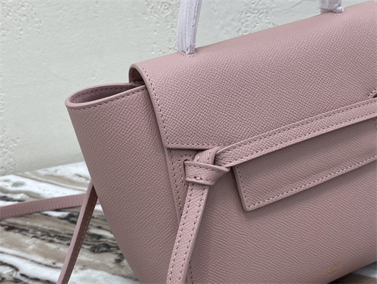 Ce**e nano belt bag in pink grained calfskin